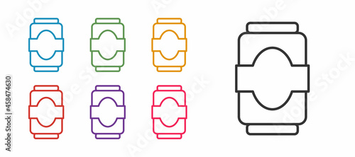 Set line Soda can icon isolated on white background. Set icons colorful. Vector