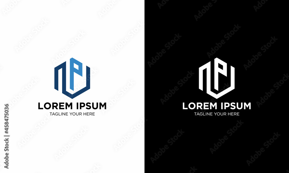 Letter NP Logo Initial Monogram Negative Space Design Template Letter NP Logo Initial Monogram Negative Space Design Template