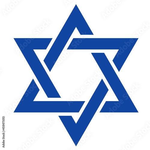 Star david. Icon of jewish star. Jew hexagram. Icon for israel, judaism and hanukkah. Sign of hebrew. Blue logo for passover, jerusalem, magen. Symbol of shalom