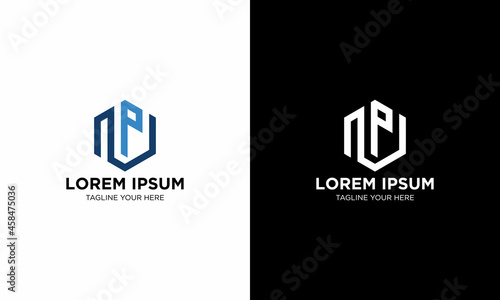 Letter NP Logo Initial Monogram Negative Space Design Template