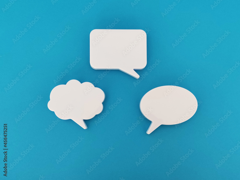 Blank white speech bubbles on blue background Blank white speech bubbles on blue background