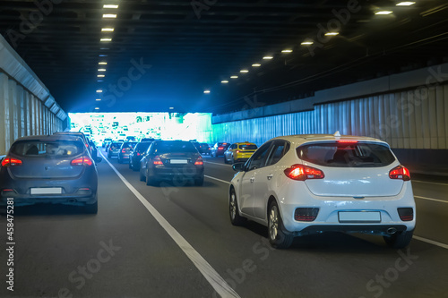 Car traffic in a tunnel