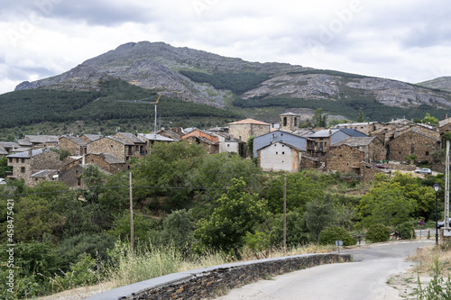 Typical rural landscapes built with black slate stone. Black villages of the alcarria photo