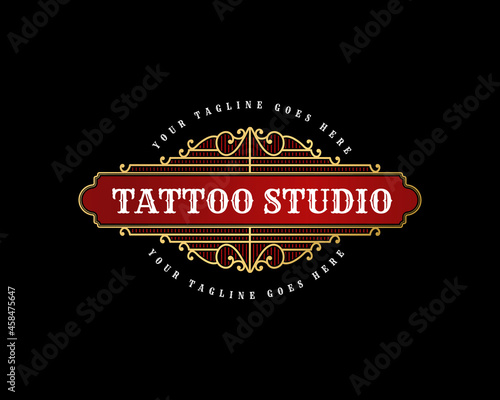 Vintage ornamental vector with floral ornament Suitable for whiskey, liquor, beer, brewery, wine, barber shop, coffee shop, tattoo studio, salon, boutique, hotel, shop signage engraving illustration