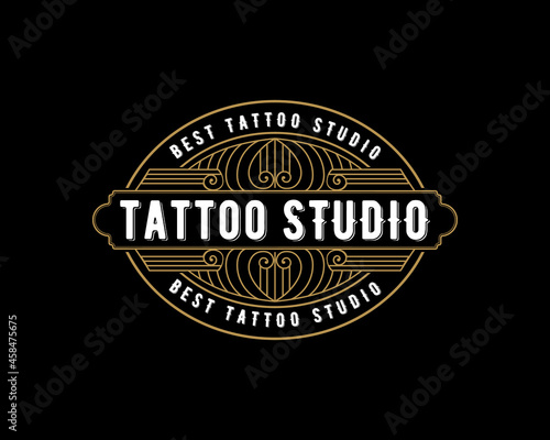 Vintage ornamental vector with floral ornament Suitable for whiskey, liquor, beer, brewery, wine, barber shop, coffee shop, tattoo studio, salon, boutique, hotel, shop signage engraving illustration