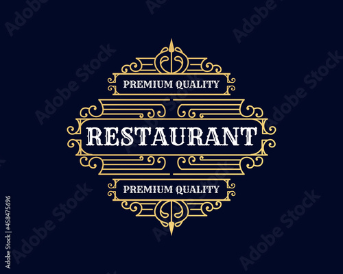 Vintage ornamental vector with floral ornament Suitable for whiskey, liquor, beer, brewery, wine, barber shop, coffee shop, tattoo studio, salon, boutique, hotel, shop signage engraving illustration