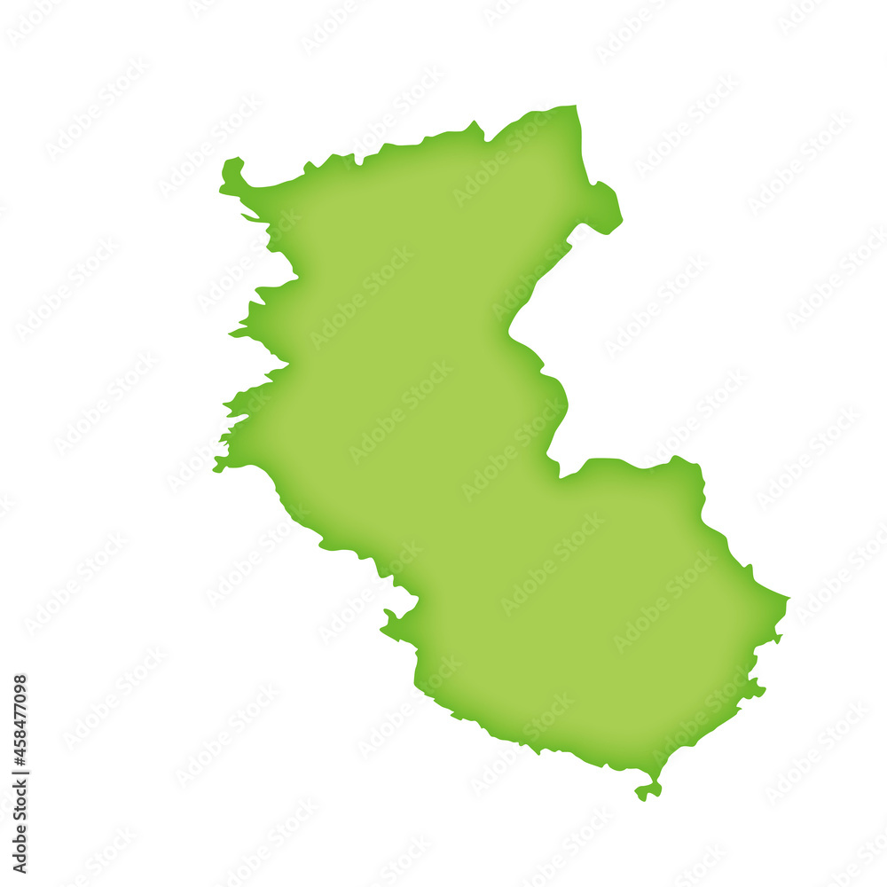 和歌山県　緑色の都道府県単位の地図のイラスト　地図シルエット
