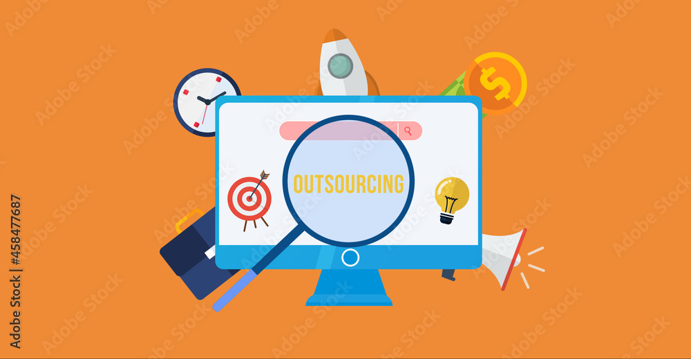 Internet, business, Technology and network concept. Outsourcing Human Resources