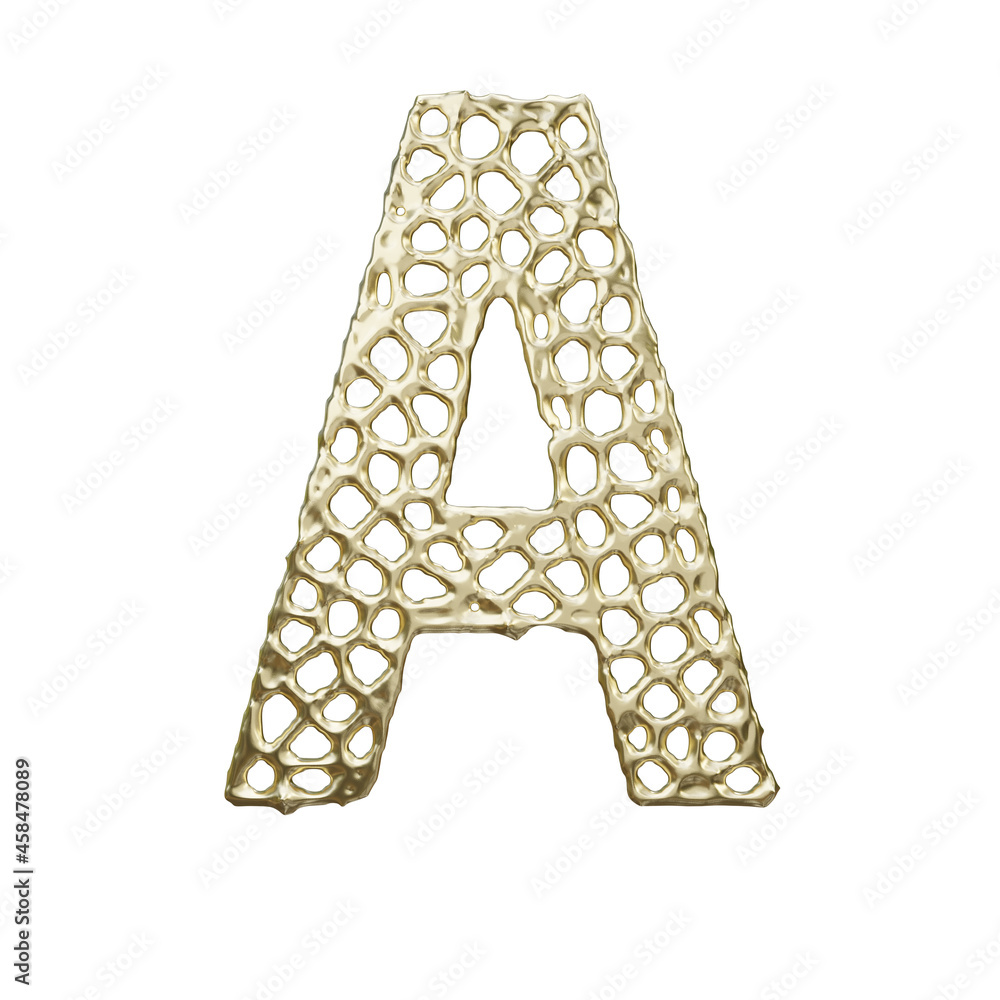 Holey molten gold alphabet font letter A Holey molten gold alphabet font letter A