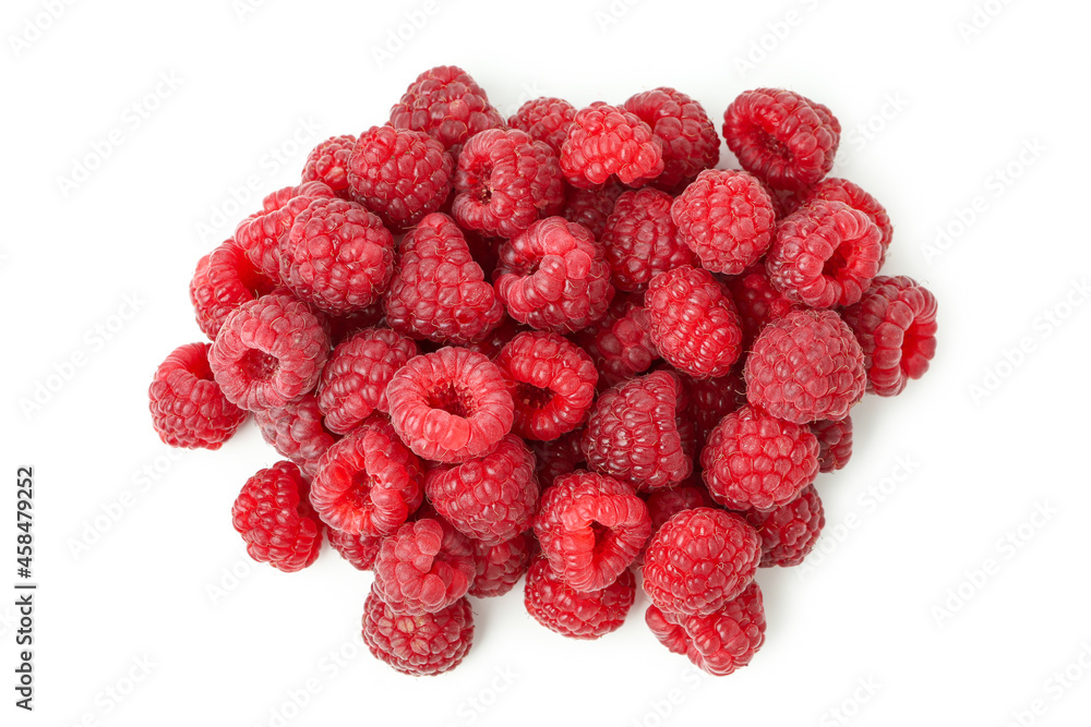Red juicy raspberry, isolated on white background Red juicy raspberry, isolated on white background