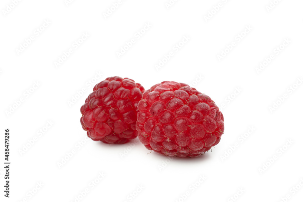 Red juicy raspberry, isolated on white background Red juicy raspberry, isolated on white background