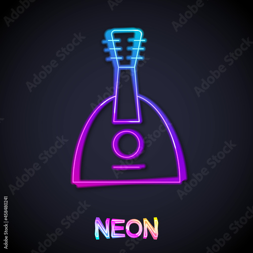 Glowing neon line Musical instrument balalaika icon isolated on black background. Vector