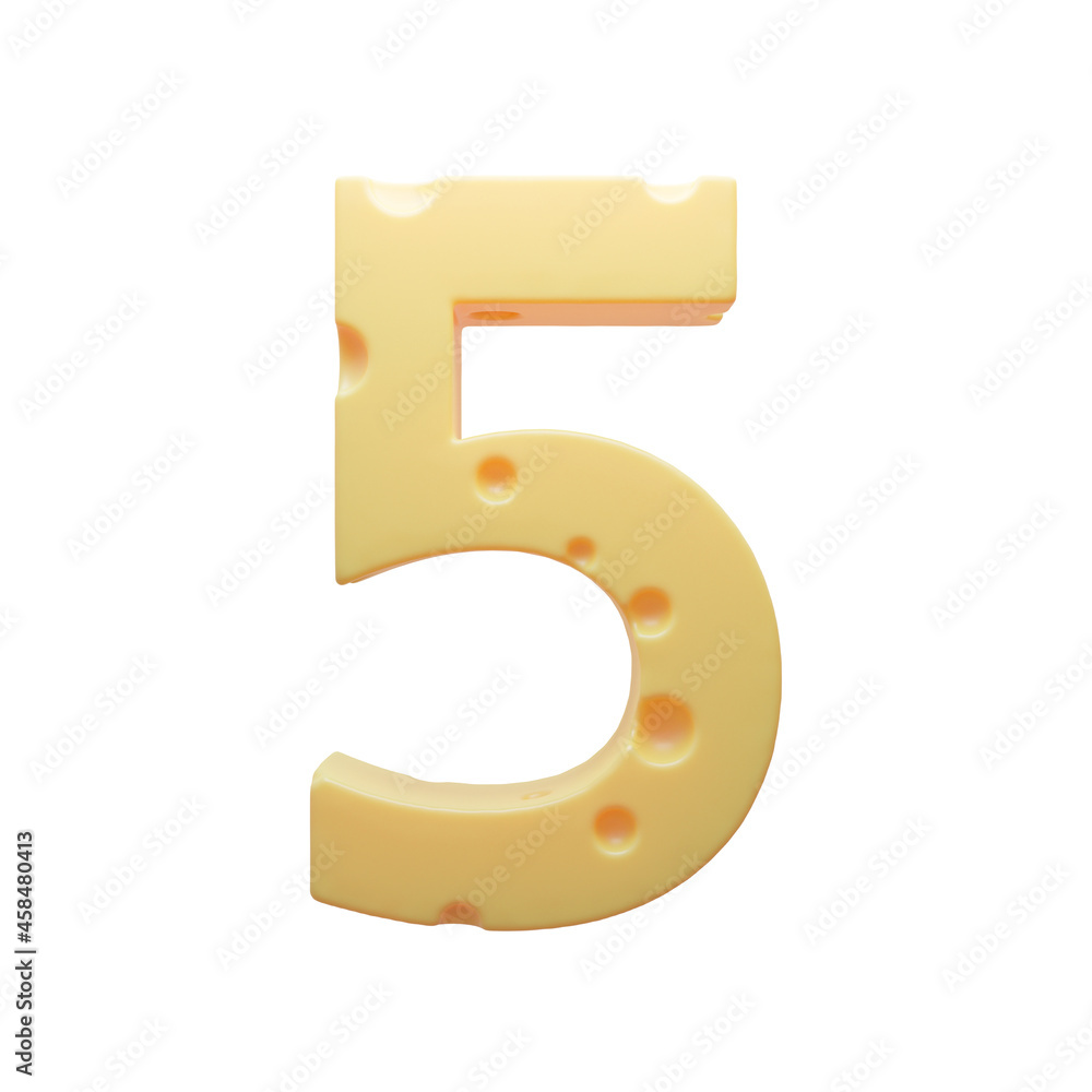 Cheese alphabet font food number 5 Cheese alphabet font food number 5
