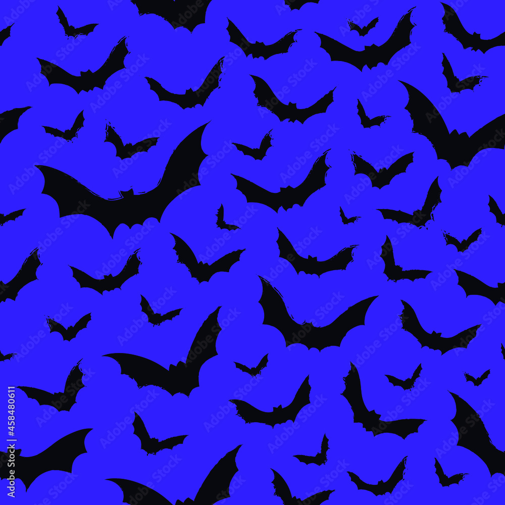 Hallowen pattern with scary bats. Vector seamless background. Ready for printing on textile and other seamless design. 