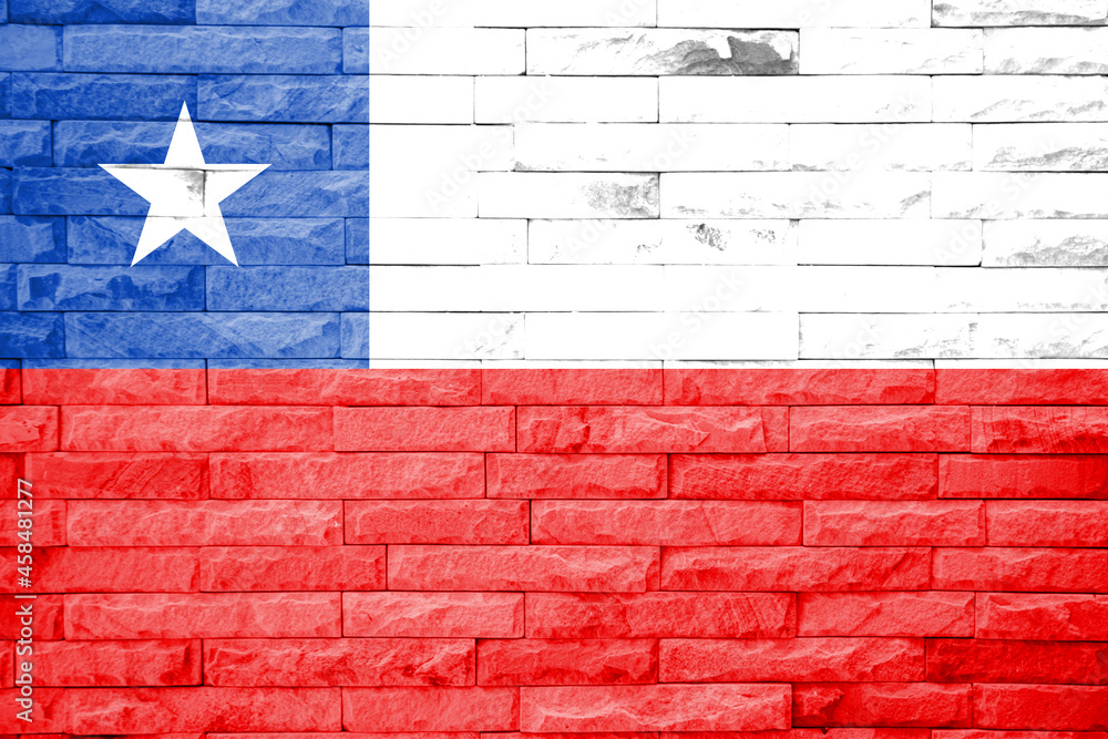 Chile Flag on a brick wall background