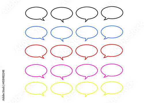 Speech bubble,oval,white painted white,vector set,icon,colors,speech balloon,white background,isolated