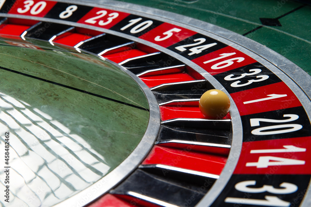 Casino Roulette Wheel. The ball is in number one. Close-up. Casino Roulette Wheel. The ball is in number one. Close-up.