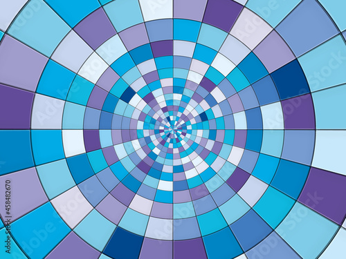 円形に並んだ青いタイル模様の背景