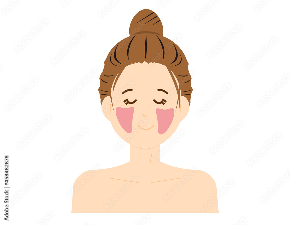 女性の顔 脱毛箇所 ベクターイラスト 女性の顔 脱毛箇所 ベクターイラスト