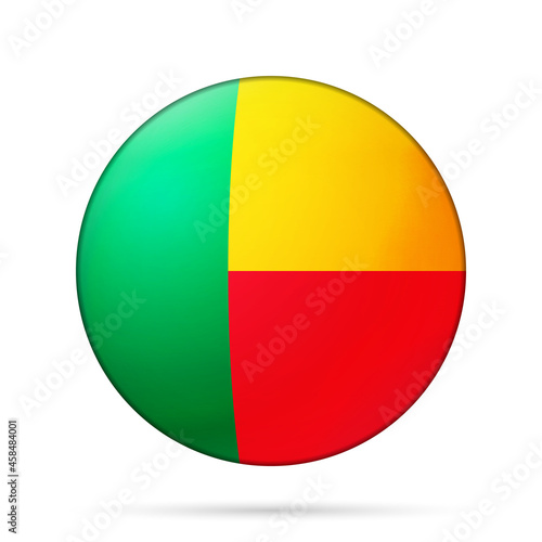 Free Download Glass light ball with flag of Benin. Round sphere, template icon. National symbol. Glossy realistic ball, 3D abstract vector illustration highlighted on a white background. Big bubble - GFXLoad