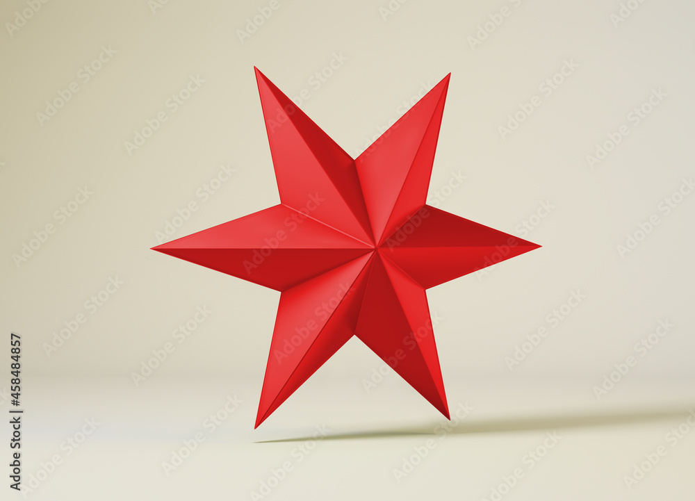 Red christmas star isolated on warm background Red christmas star isolated on warm background