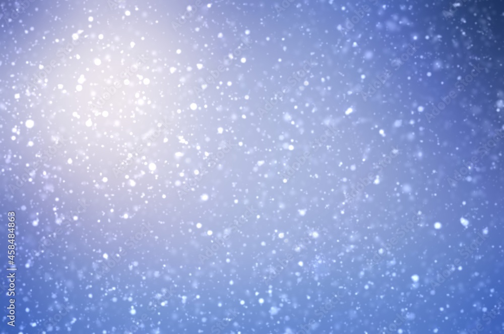 Fluffy snowflakes blue blur plain background. Winter sky textured illustration. Fluffy snowflakes blue blur plain background. Winter sky textured illustration.