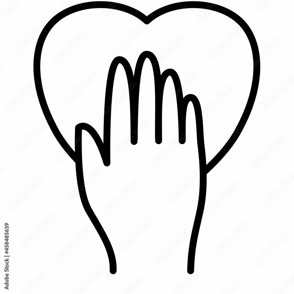 Obraz premium honesty heart hand solidarity single isolated icon with outline style