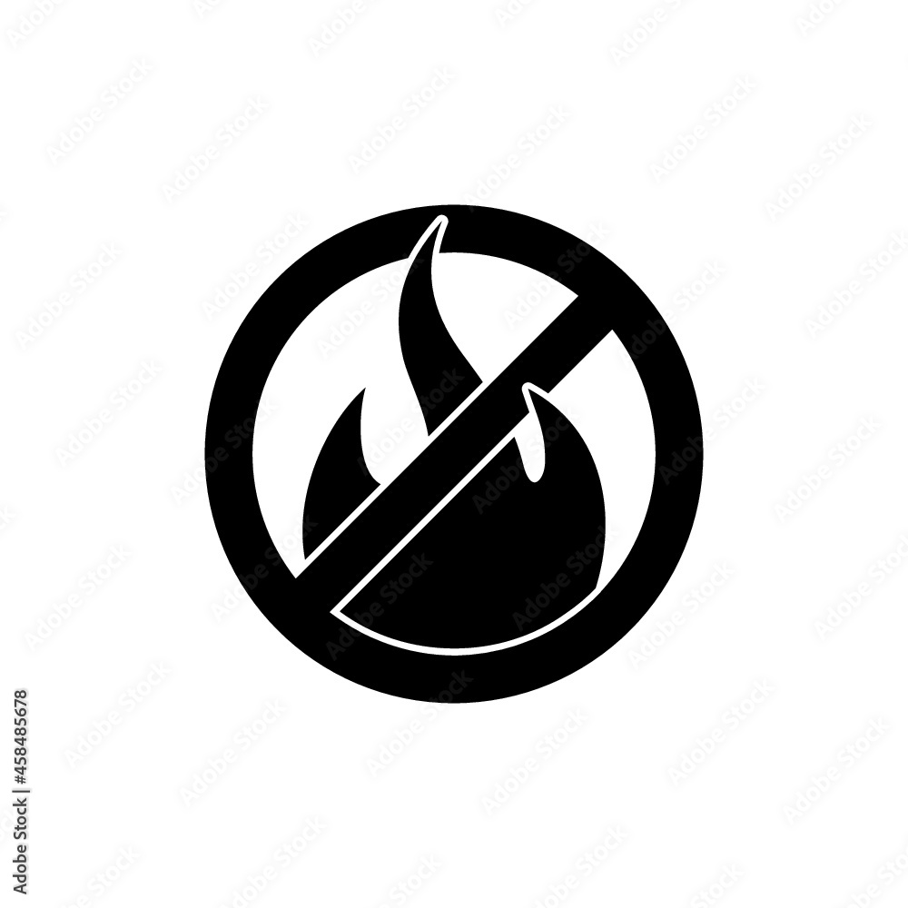 No fire sign icon isolated on white background No fire sign icon isolated on white background