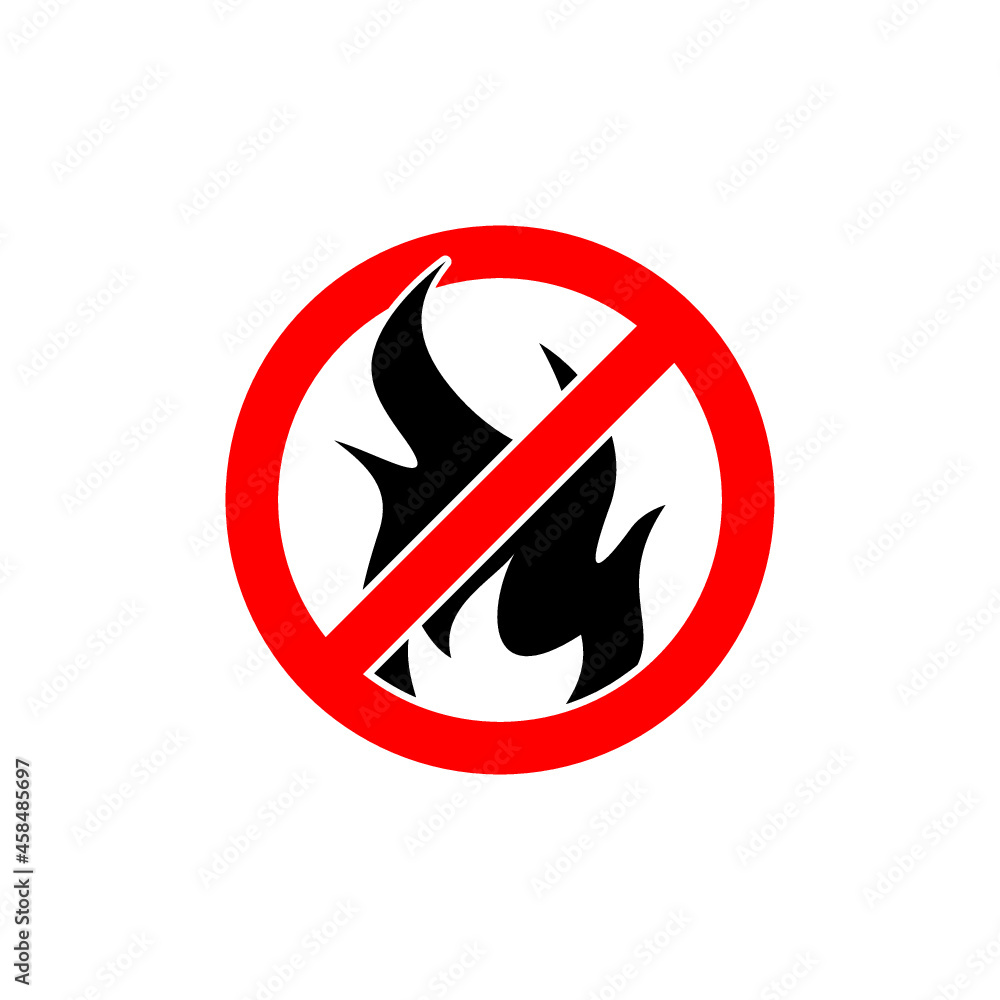 No fire sign icon isolated on white background No fire sign icon isolated on white background