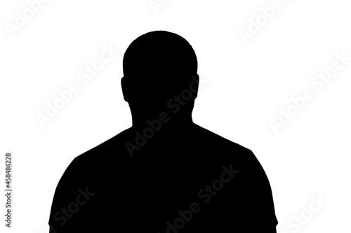 Silhouette of an adult young anonymous man on a white background