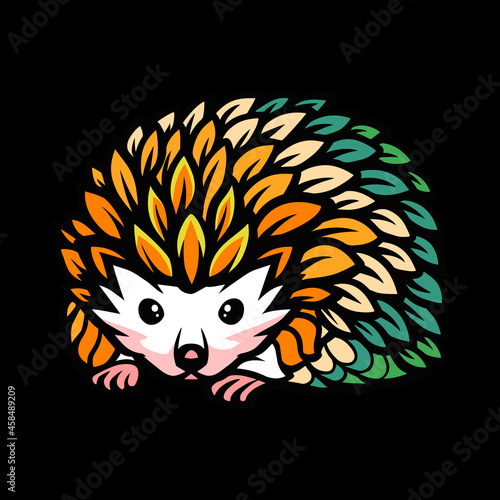 Cute hedgehog zentangle arts isolated on black background