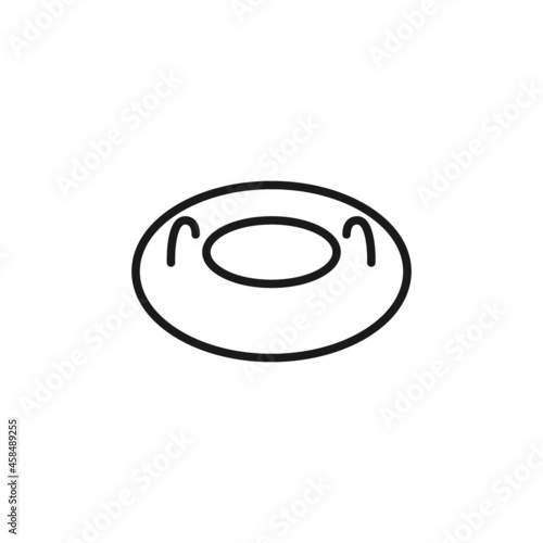 Isolated black line icon of snow tubing on white background. Outline snow tube. Logo flat design. Winter entertainment.