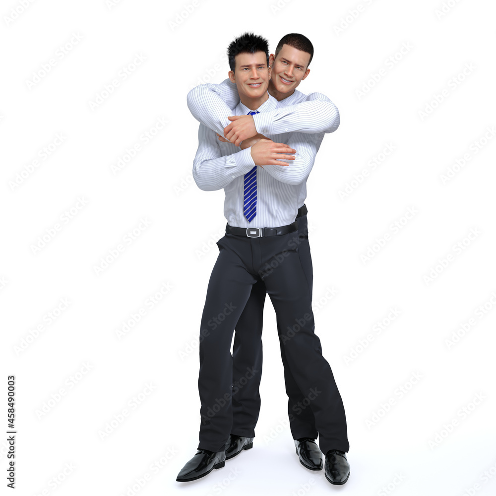 3D Render : a couple of guy who has same sex relationship , support LGBT