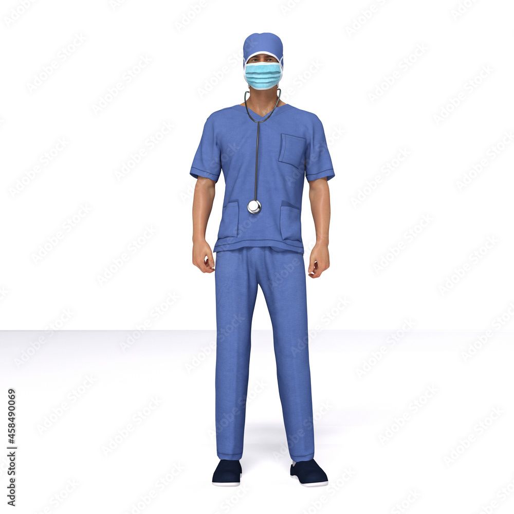 3D Render : A male Medical Doctor is standing on the white background, isolated 3D Render : A male Medical Doctor is standing on the white background, isolated