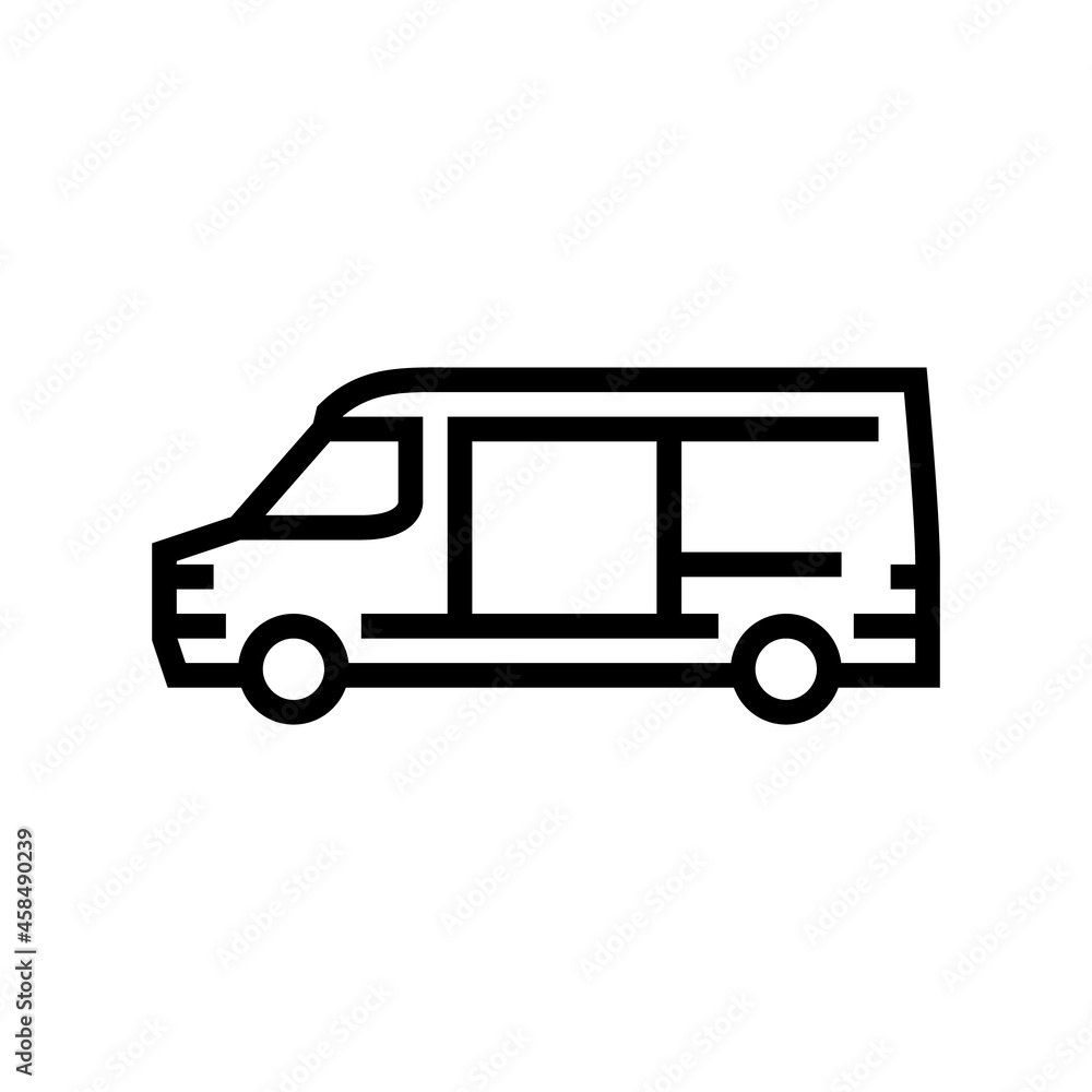 cargo van car line icon vector. cargo van car sign. isolated contour symbol black illustration