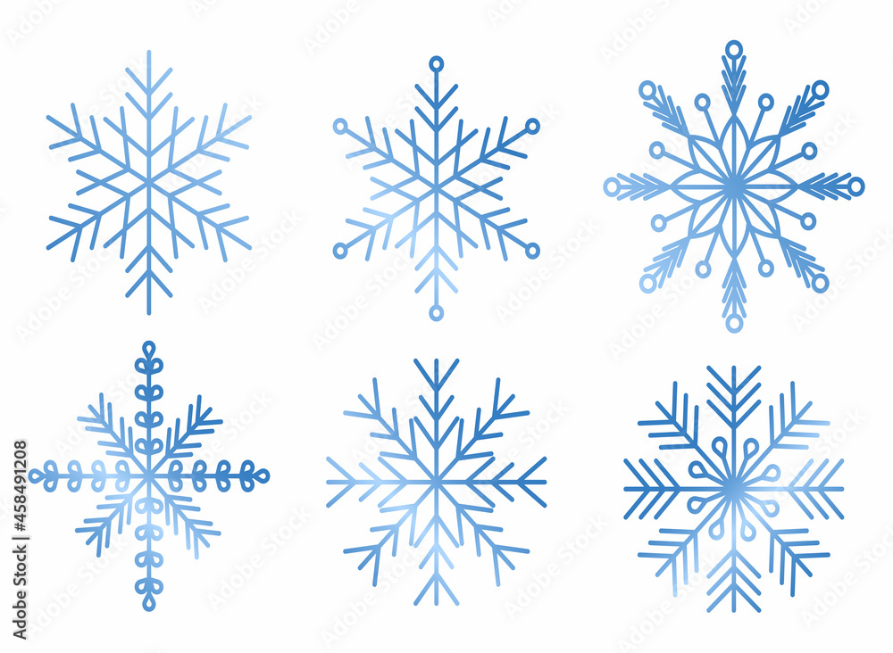 Set of gradient snowflakes for winter design Set of gradient snowflakes for winter design