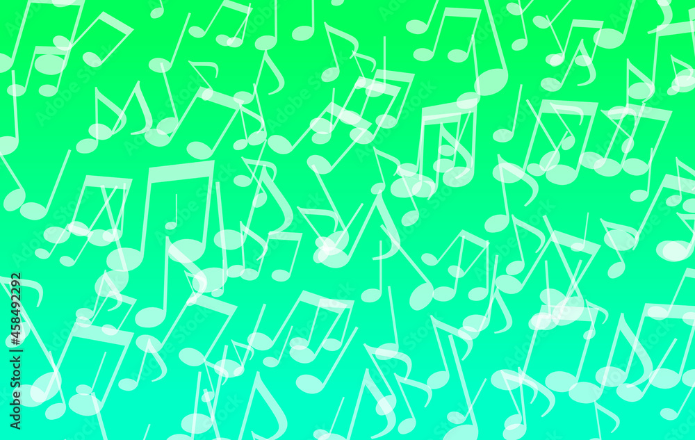 Musical Note Pattern Green Gradient Background