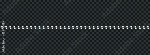 Vector White Christmas Lights Line, Garlands Shining on Dark Background, Holiday Design Element, Straight Line.
