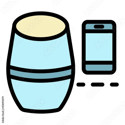 Smart speaker smartphone icon. Outline smart speaker smartphone vector icon color flat isolated