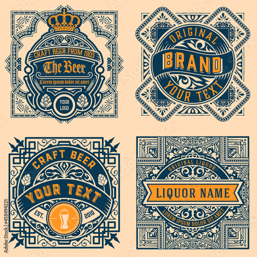 Set of 4 vintage labels for packing