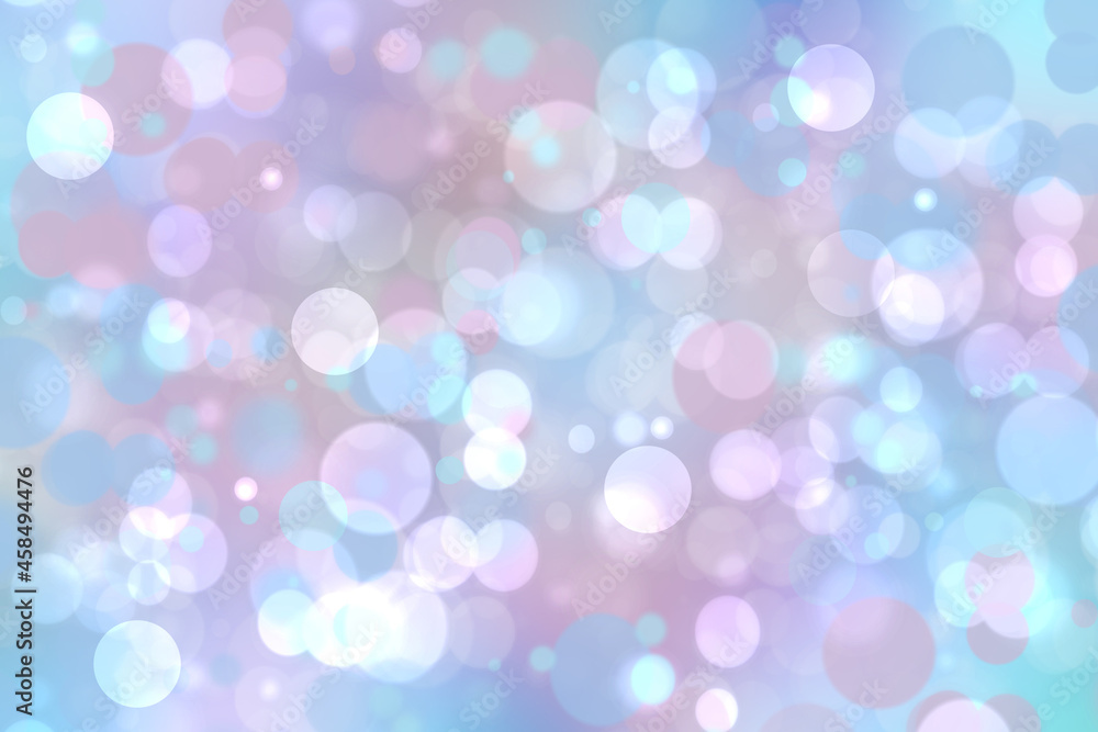 Abstract light blue gradient pink motion blurred background texture with bright soft color circles and bokeh lights. Beautiful backdrop illustration.