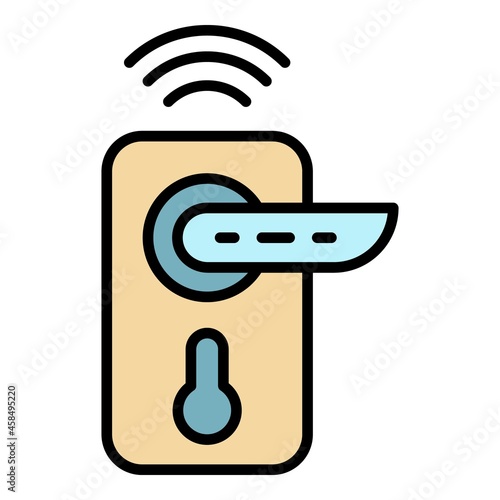 Wireless door lock icon. Outline wireless door lock vector icon color flat isolated