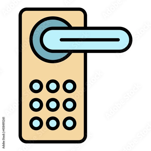 Wireless combination lock icon. Outline wireless combination lock vector icon color flat isolated