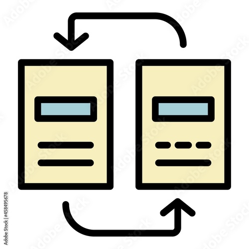 Reorganization of documents icon. Outline reorganization of documents vector icon color flat isolated photo