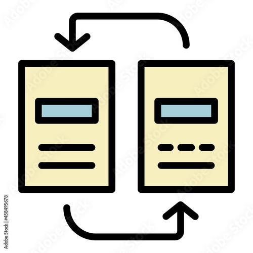 Reorganization of documents icon. Outline reorganization of documents vector icon color flat isolated