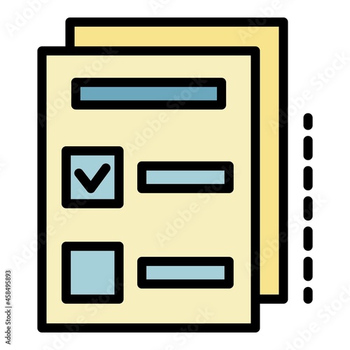 Archive check sheet icon. Outline archive check sheet vector icon color flat isolated