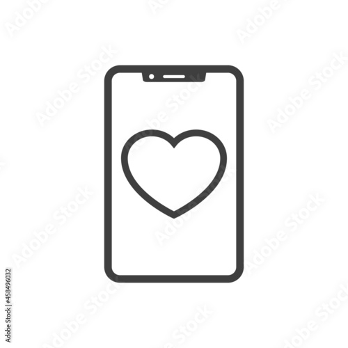 Logotipo con smartphone con corazón con lineas en color gris