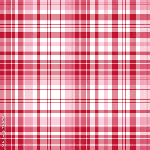 Seamless pattern in red, pink and white colors for plaid, fabric, textile, clothes, tablecloth and other things. Vector image.