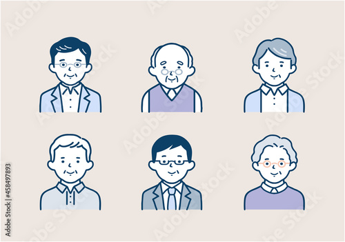 シニア女性のイラスト素材セット