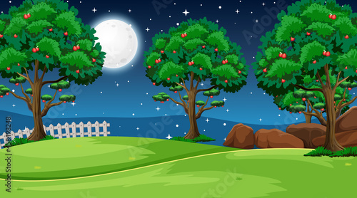 Blank nature park landscape at night scene